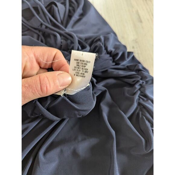 Cache Vintage Bodycon Dress women's large* black ALTERED ruching strappy 90s - Picture 7 of 9